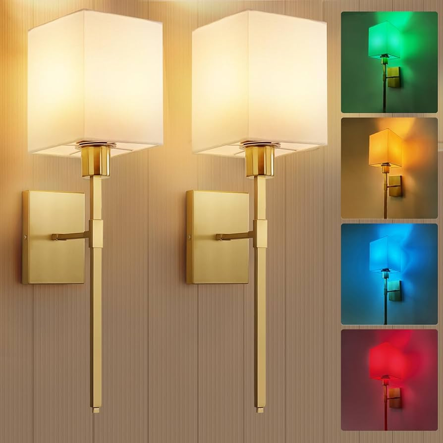 SURAIELEC Battery Operated Wall Lights Set of 2, Non Hardwired Wall Sconce with Remote, Timer and... | Amazon (US)