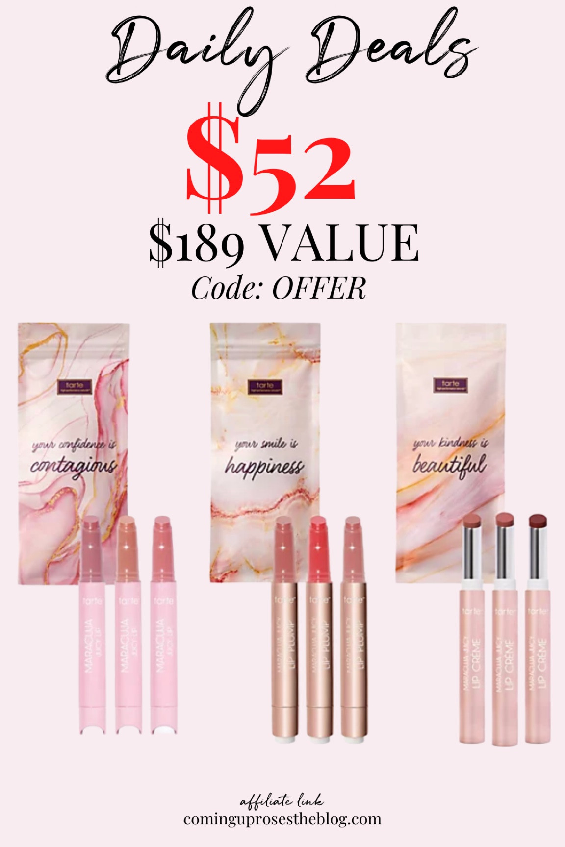 Get 9 of Tarte’s Maracuja lip products for $52 with code OFFER! $189 value - can’t beat it ❤️ Makes a great gift! 

#LTKsalealert #LTKbeauty #LTKGiftGuide