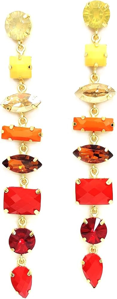 ChicAura Sparkling Multicolored Glass Rhinestone Dangle Earrings Radiant Jewelry for Every Occasi... | Amazon (US)