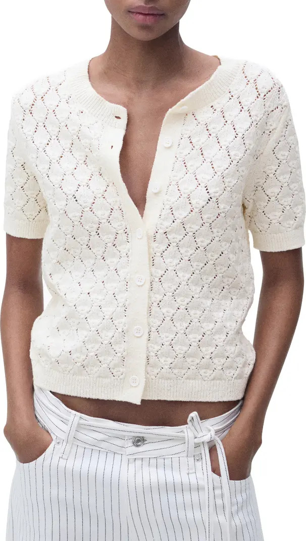 MANGO Sita Open Stitch Short Sleeve Cardigan | Nordstrom | Nordstrom