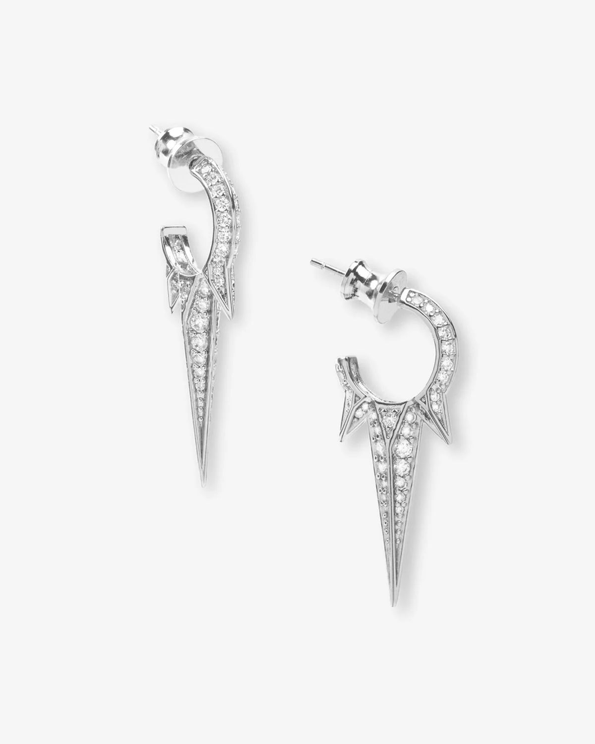 Gabriella Pavè Triple Spike Earrings - Silver|White Diamondettes | Melinda Maria