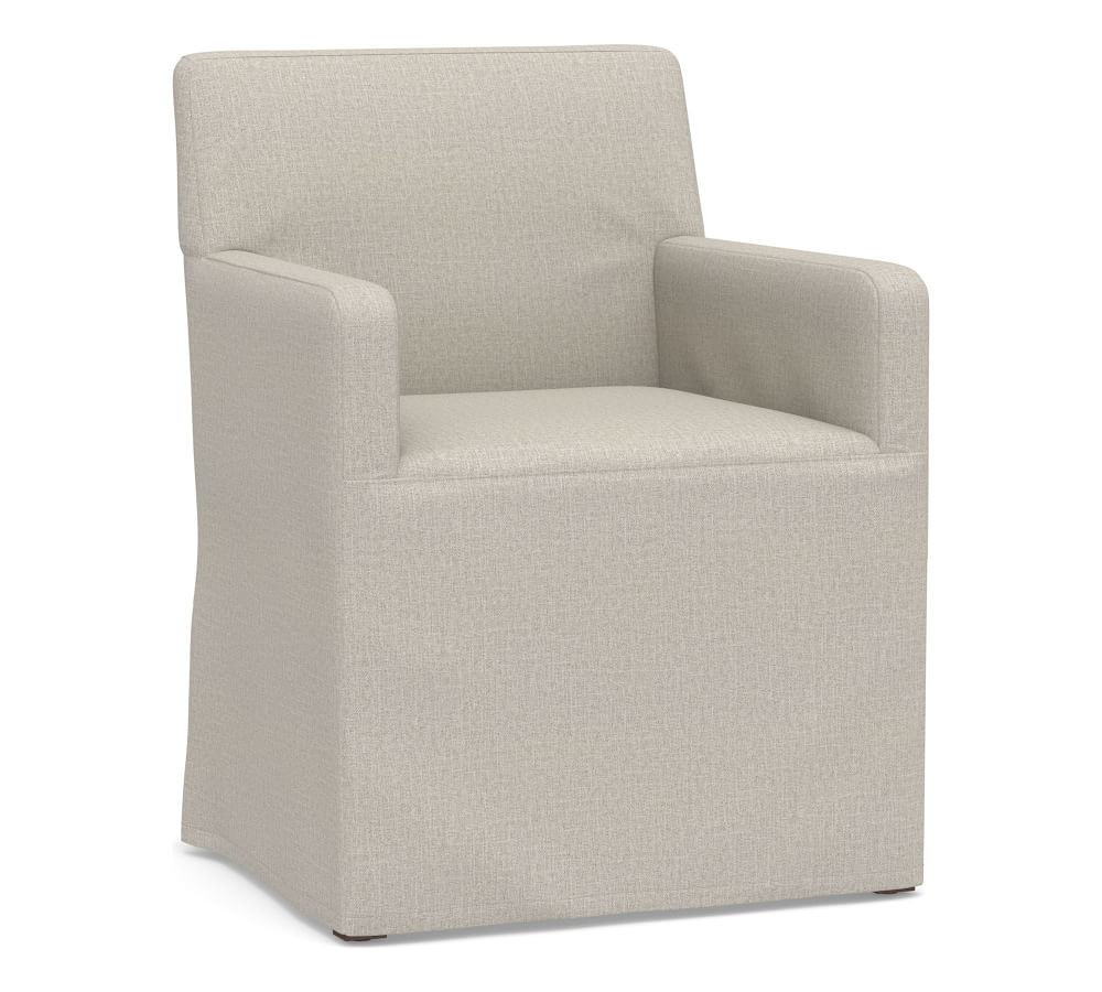 Classic Long Slipcovered Dining Armchair | Pottery Barn (US)