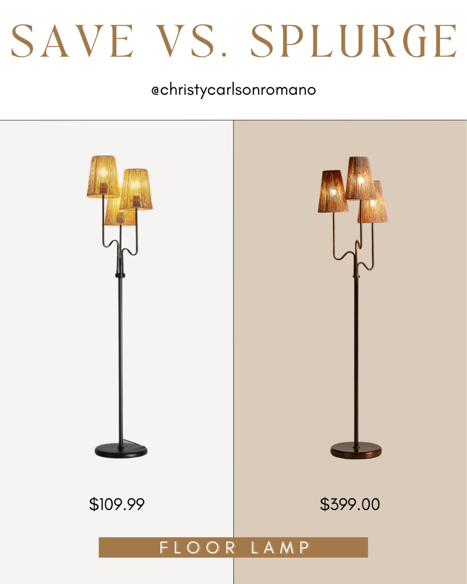 Here are some affordable alternatives to these aesthetic 3-light floor lamp that is a great addition to your living room!
#homedecor #lookforless #savevssplurge #summerrefresh

#LTKStyleTip #LTKHome #LTKSeasonal