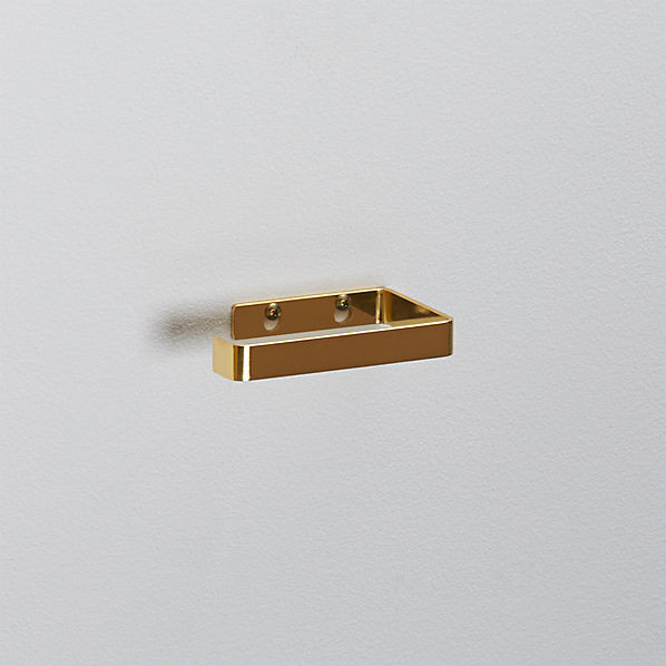 brushed brass toilet paper holder | CB2
