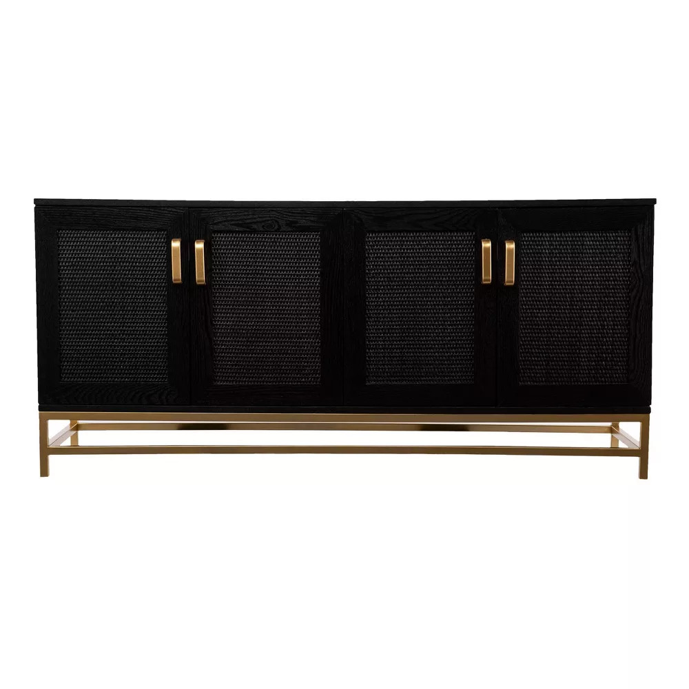 Fhamtes Contemporary 4 Door Media Console Black/Gold - Aiden Lane | Target