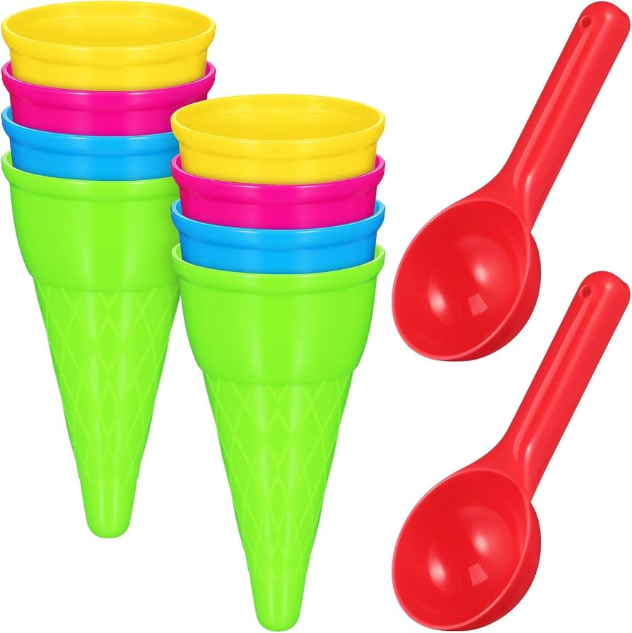 TOYANDONA Kids Beach Toys - 10pcs Ice Cream Cone Sand Toys, Plastic Ice Cream Cones Cups And Scoo... | Amazon (UK)
