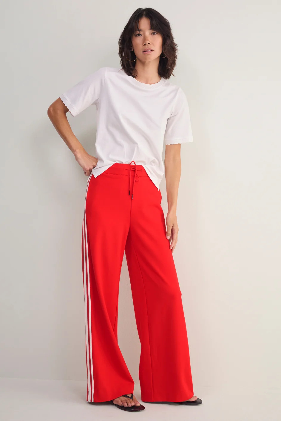 Penny Ponte Trouser - Red/Ivory | WYSE London