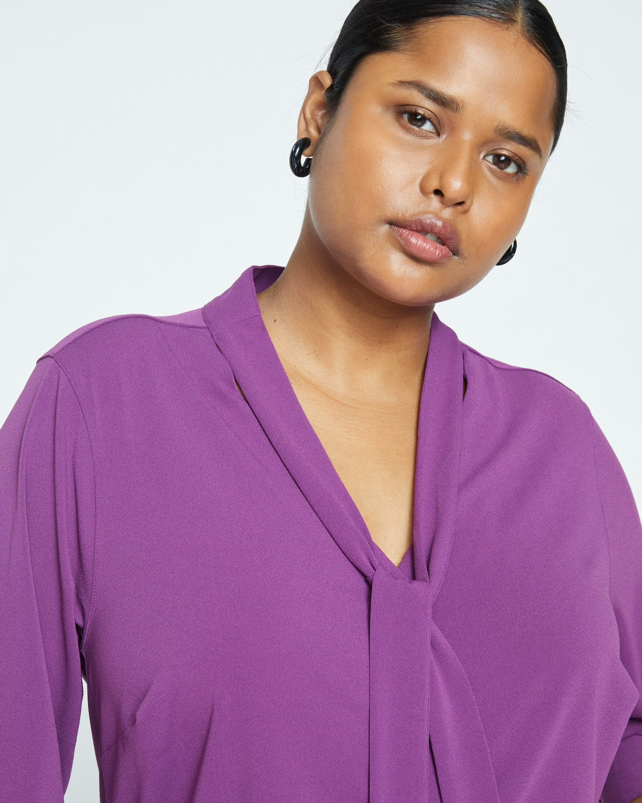 Crepe Jersey Long Sleeve Tess Blouse - Compote | Universal Standard