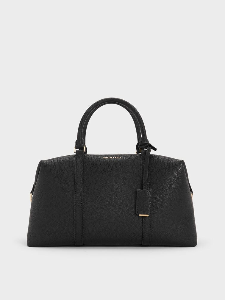 Chance Recycled Leather Bowling Bag - Black | Charles & Keith US