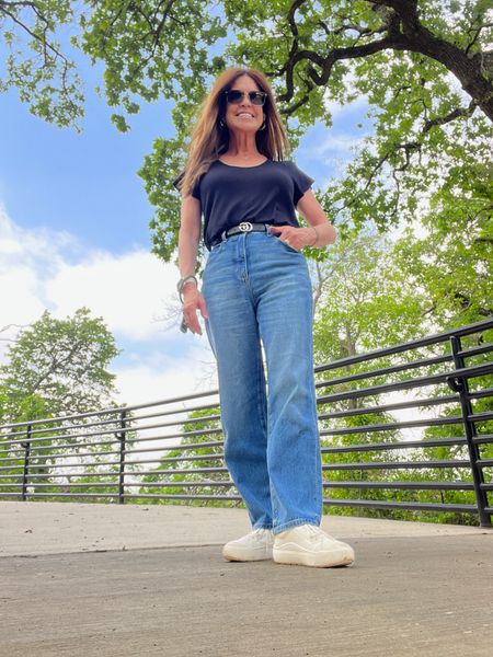 There's nothing better than finding jeans that fit perfectly when you're petite like me. This is a high waist straight leg style in a medium wash. Paired with a ribbed black tee and tennis shoes for a day at the park.
#casuallook #midlifestyle #everydayfashion #outfitidea

#LTKshoecrush #LTKstyletip

#LTKSeasonal