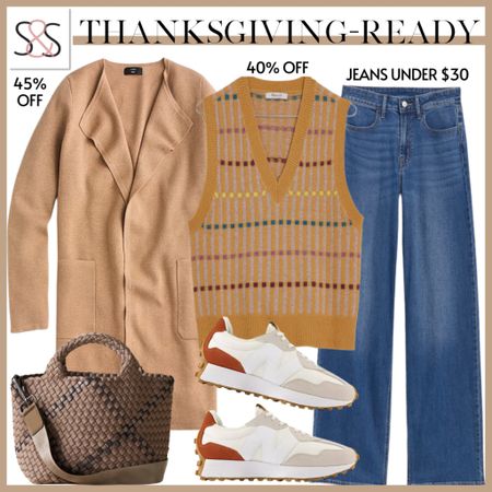 A sweater vest and jeans is one of my favorite fall holiday outfits! These new balance 327 sneakers are perfect this season!

#LTKHoliday #LTKSeasonal #LTKworkwear