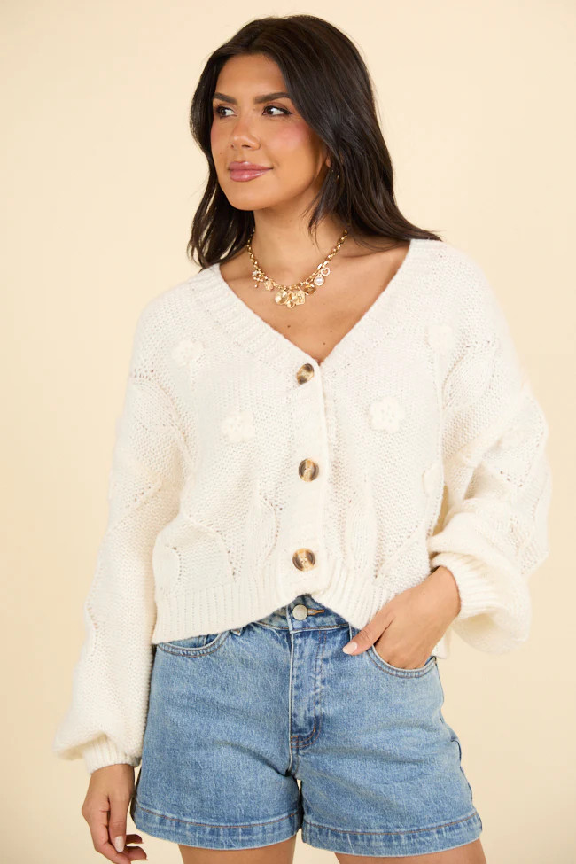 In The Courtyard Cream Floral Embroidered Sweater FINAL SALE | Pink Lily