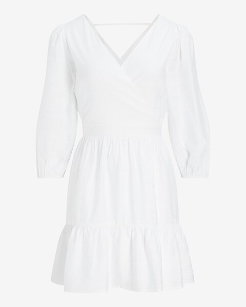 Solid Tie Back Ruffle Hem Mini Dress | Express