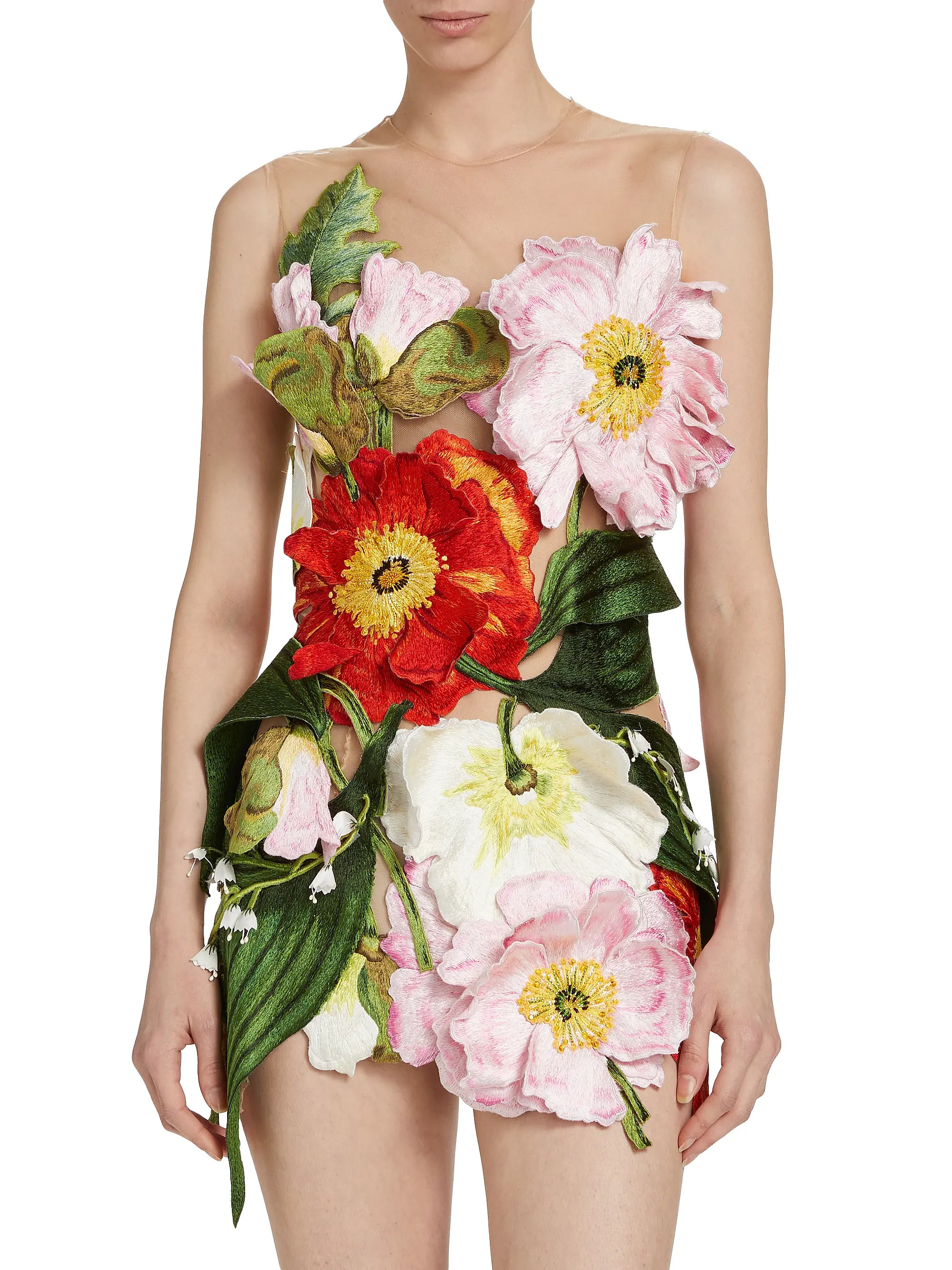 Painted Poppies Threadwork Minidress | Saks Fifth Avenue