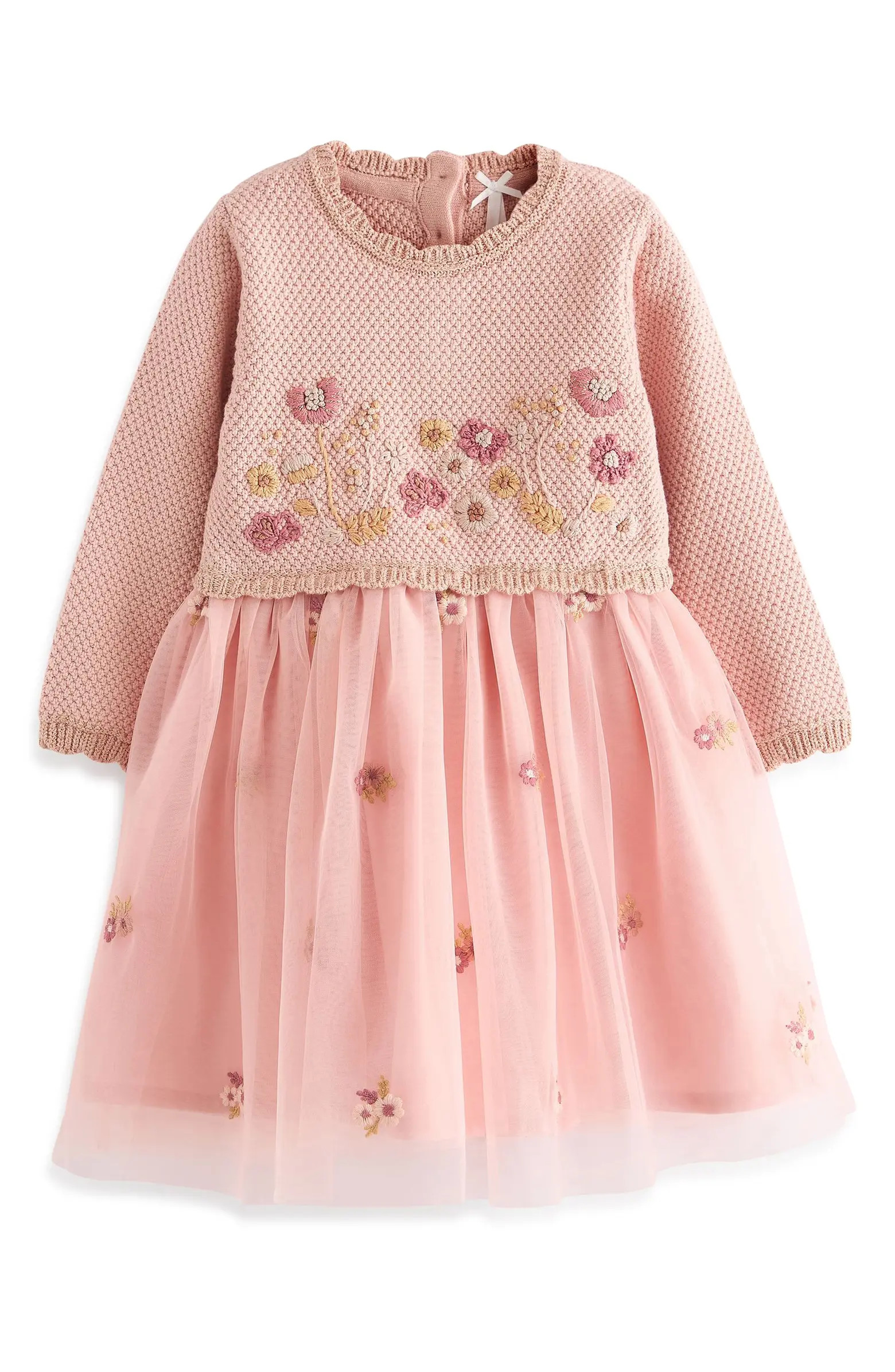 Kids' Mixed Media Long Sleeve Dress | Nordstrom