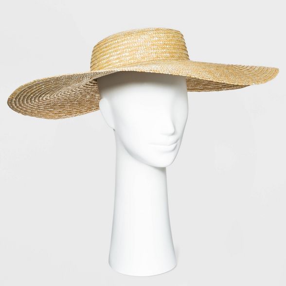 Women's Wide Brim Open Weave Straw Boater Hat - A New Day™ | Target