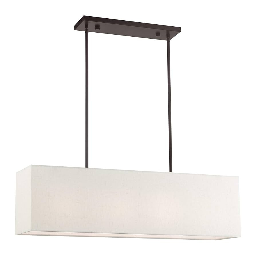 Livex Lighting 41156-92 Summit English Collection 4-Light Linear Chandelier with Oatmeal and Whit... | Amazon (US)