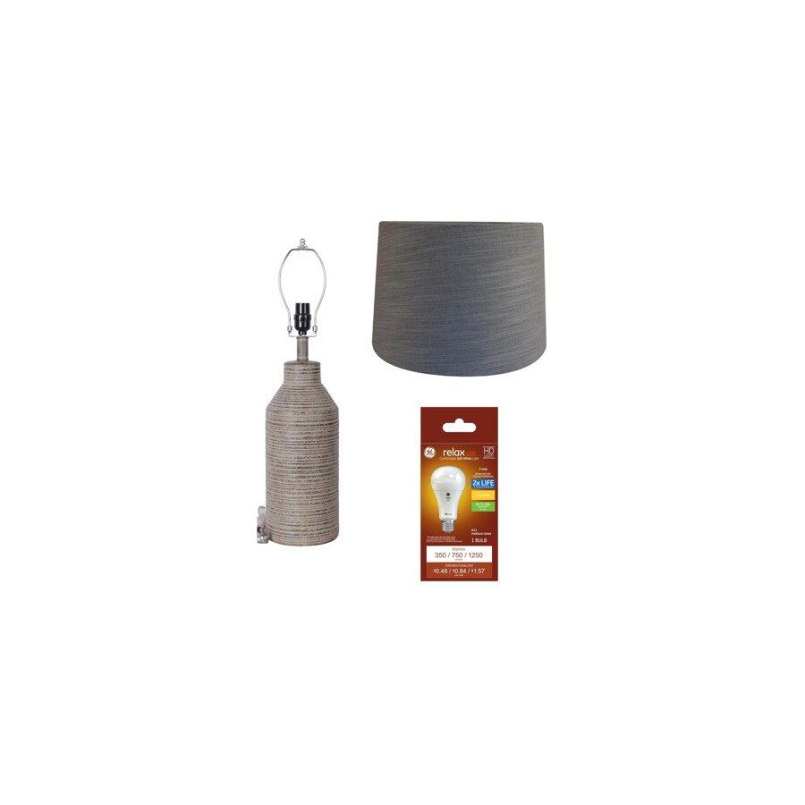 allen + roth Rustic Lamp Base With Light Gray Shade at Lowes.com | Lowe's