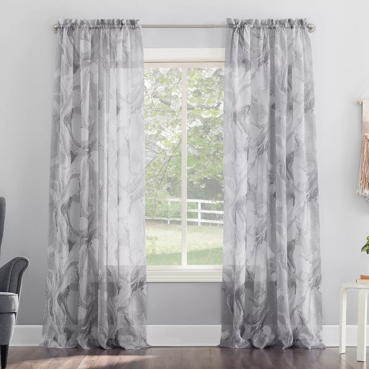 No. 918 Sheer Cristo Crushed Voile Rod Pocket Curtain Panel Gray | Target