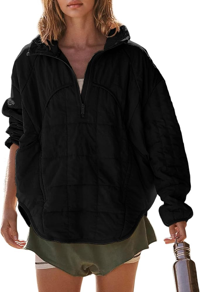 Daacee Oversized Lightweight Quilted Pullover Jacket for Women Casual Half Zip Puffer Jackets Pad... | Amazon (US)