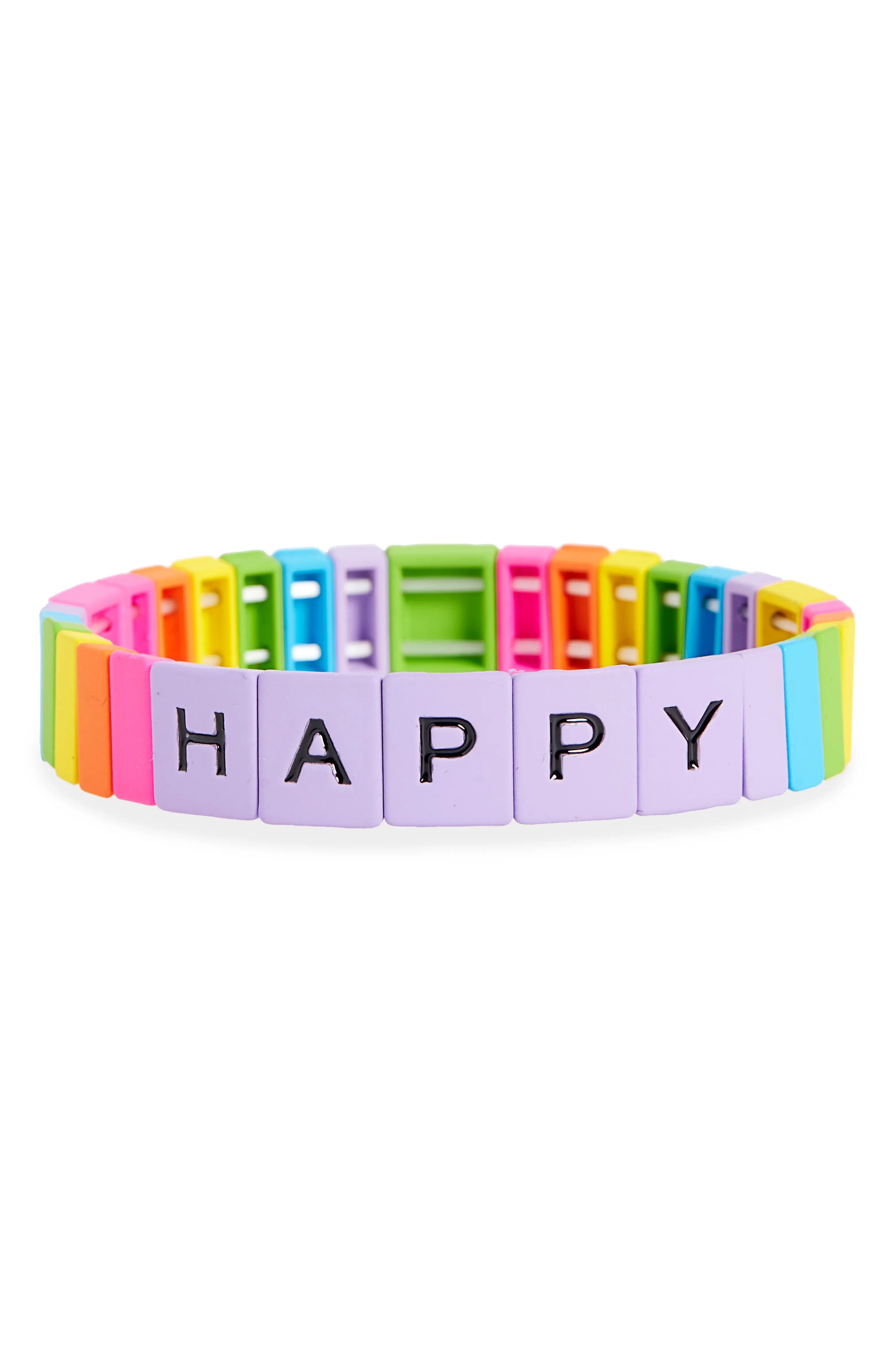 Happy Rainbow Tile Stretch Bracelet | Nordstrom