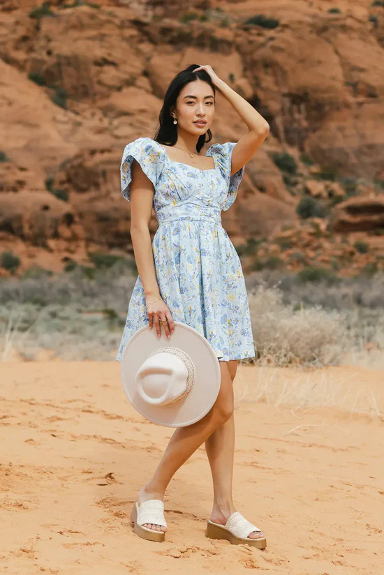 Kayra Floral Dress in Blue | Böhme US