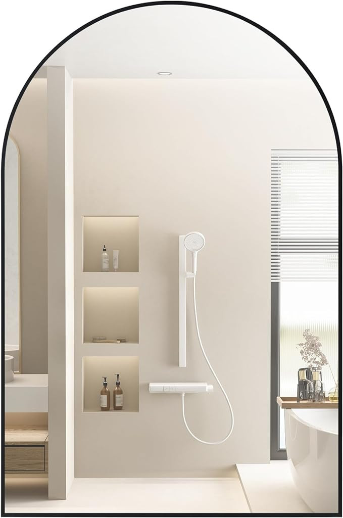 Arched Bathroom Mirror 24"x36" Black Arched Mirror Wall Mounted Mirror Modern Farmhouse Mirror Va... | Amazon (US)