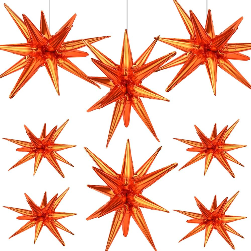 Cadeya 8 Pcs Star Balloons, Huge Orange Explosion Star Aluminum Foil Balloons for Birthday, Baby ... | Amazon (US)