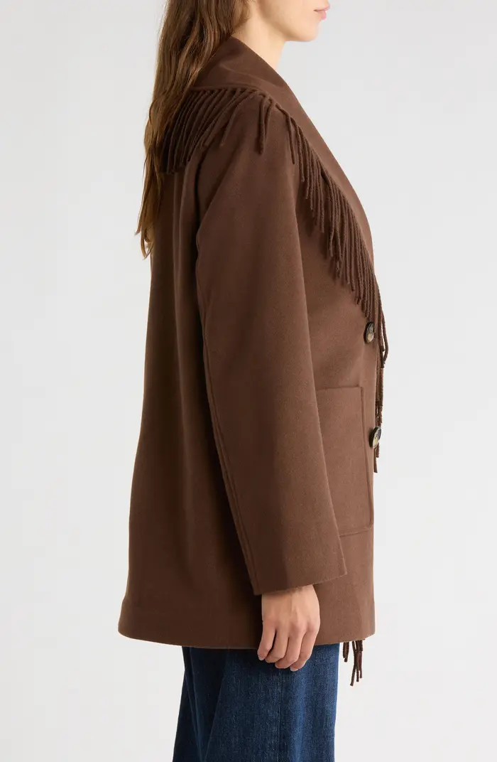 Sam Edelman Fringe Shawl Collar Coat | Nordstrom | Nordstrom