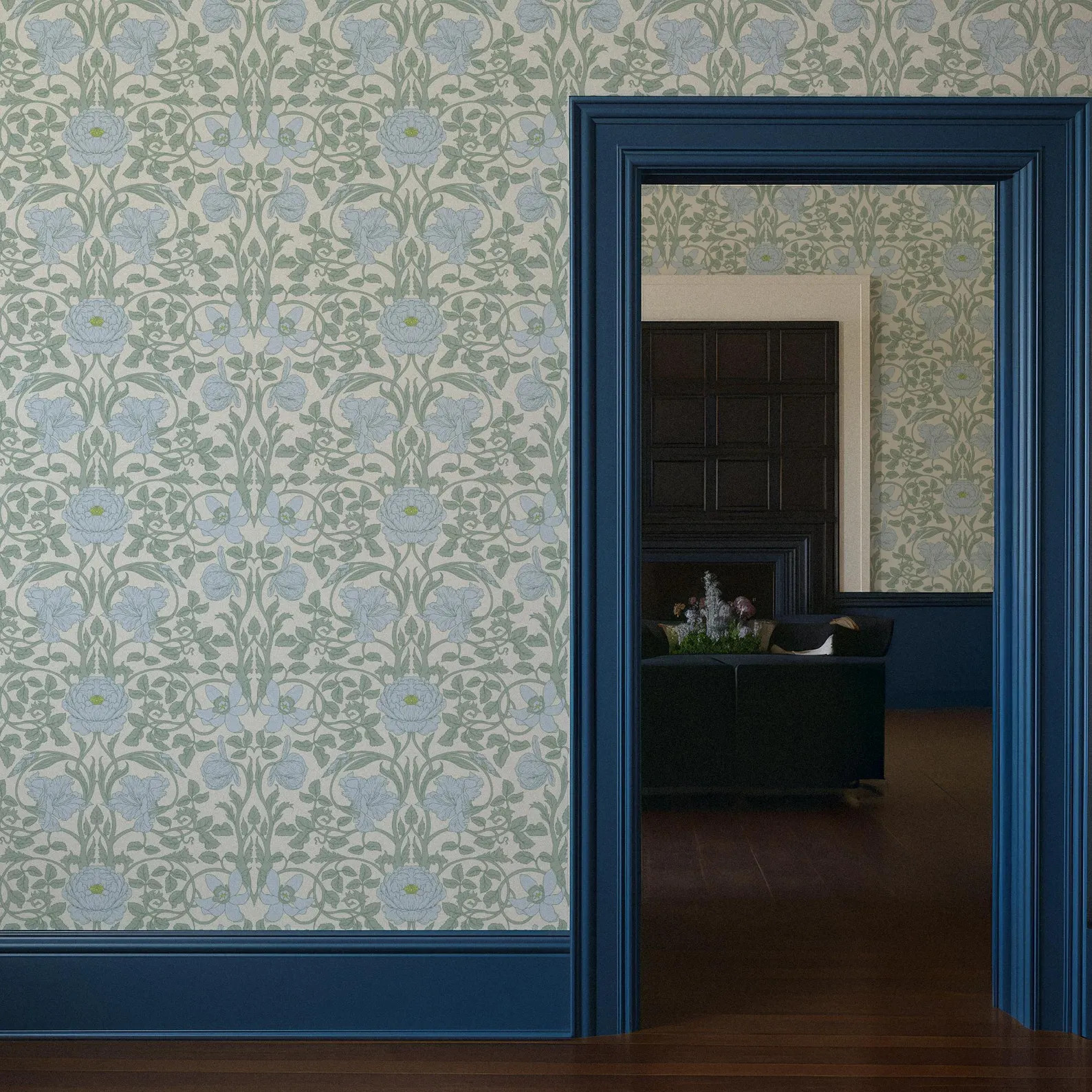 Green and Blue Floral Wallpaper – Vintage Peel and Stick Botanical Wall Mural, Removable Victor... | Etsy (Global)