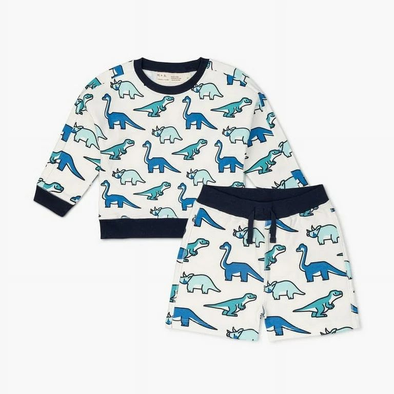 M+A by Monica + Andy Organic Cotton Toddler Gender Neutral Long Sleeve Sweatshirt and Short Outfi... | Walmart (US)