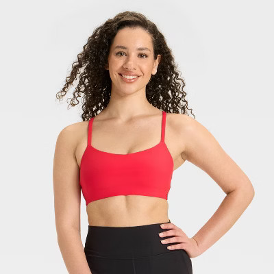 Women's Everyday Soft Light Support Strappy Sports Bra - All In Motion™ Red XS | Target