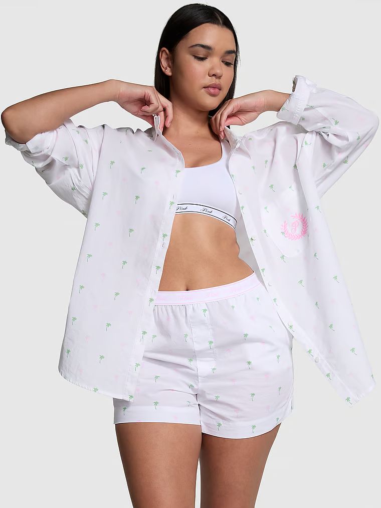 Cotton Poplin Oversized Button-Down Sleepshirt | Victoria's Secret (US / CA )