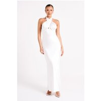 Marvelle Satin Halter Maxi Dress - White | MESHKI US