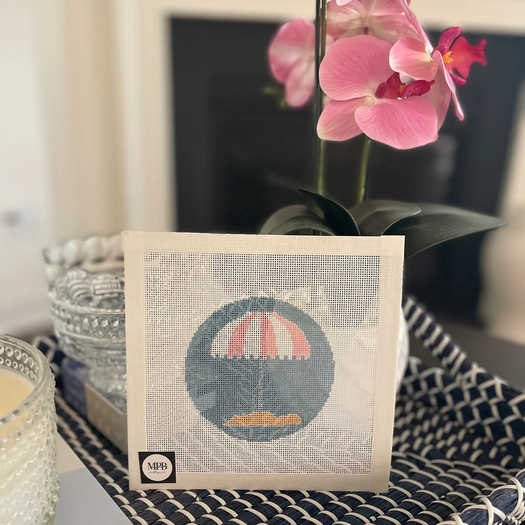 Beach Umbrella Handpainted Needlepoint Canvas - Etsy | Etsy (US)