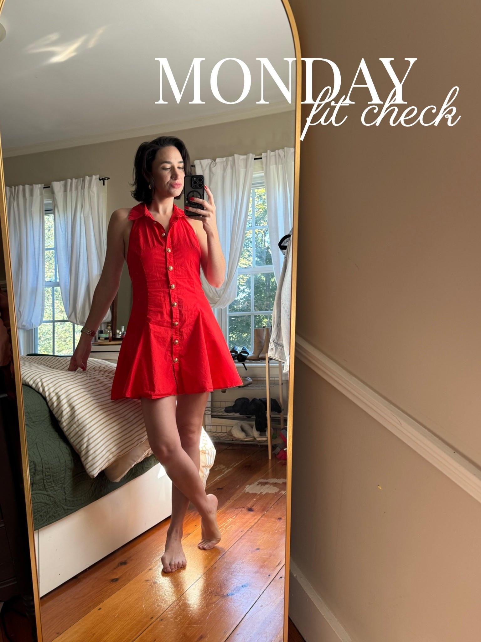 Monday fit check ❤️ This little red @renttherunway mini is exactly my kind of outfit: one piece, instantly put together, and just enough personality for a Monday. The fit-and-flare shape + gold buttons are doing all the work here and I am happily letting them.

@renttherunway @rtrmuse #RTRMuse #RTRPartner

#RentTheRunway, #RTRMuse, #RTRPartner, #MondayOutfit, #MondayFitCheck, #RedDress, #MiniDress, #FitAndFlareDress, #WorkwearStyle, #FounderStyle, #LTKStyle, #LTKFashion, #ClassicStyle, #SummerToFallStyle

Rent the Runway, red mini dress, red fit and flare dress, button front dress, Monday outfit, Monday fit check, founder outfit, workwear outfit, feminine workwear, classic feminine style, polished casual outfit, summer to fall outfit, transitional outfit, red summer dress, easy one piece outfit

#LTKdayinmylife #LTKootd #LTKgrwm