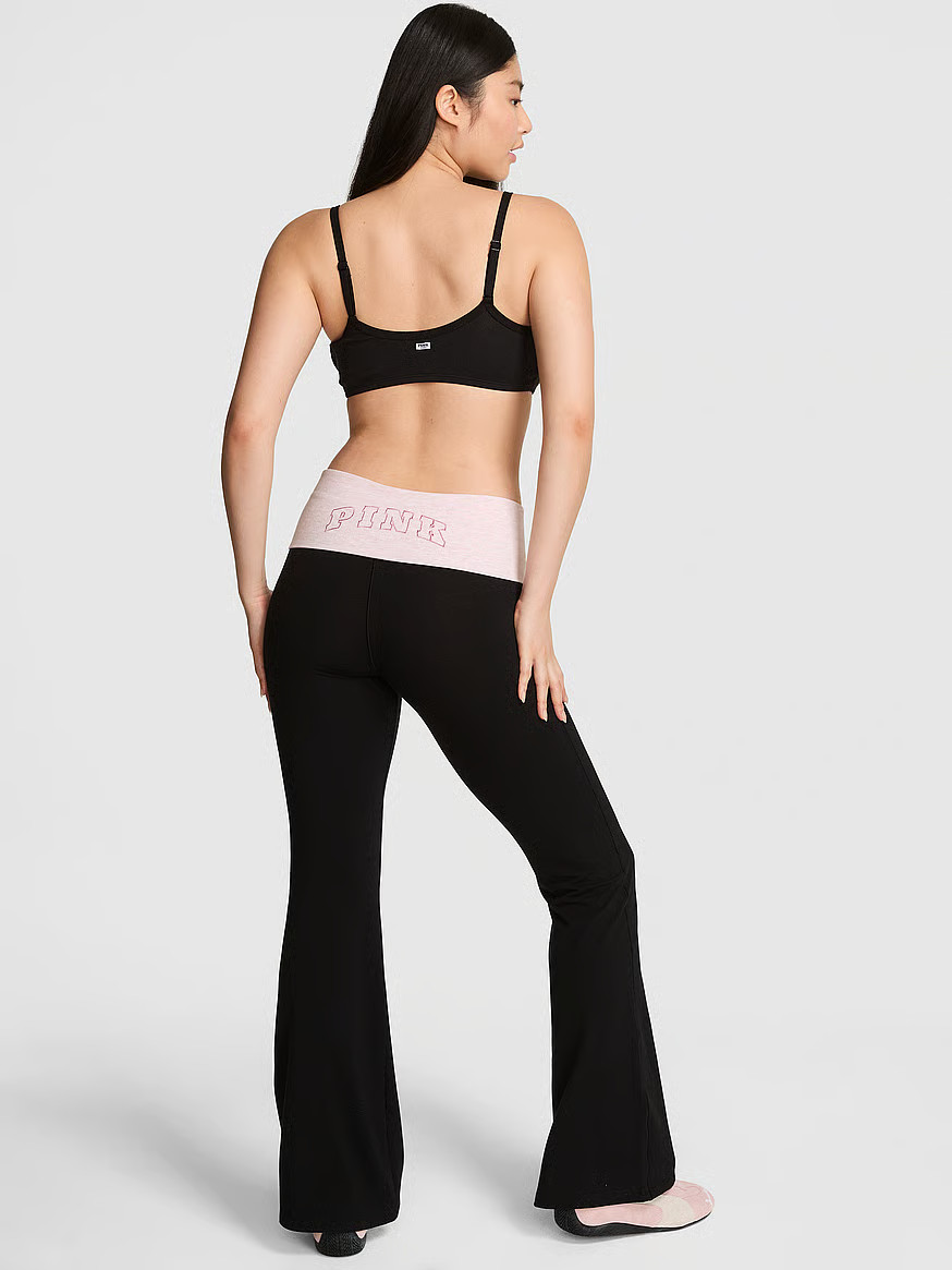 Buy All-Day Cotton Foldover Flare Leggings, Pure Black Bling Game Day Capsule - Order Bottoms onl... | Victoria's Secret (US / CA )
