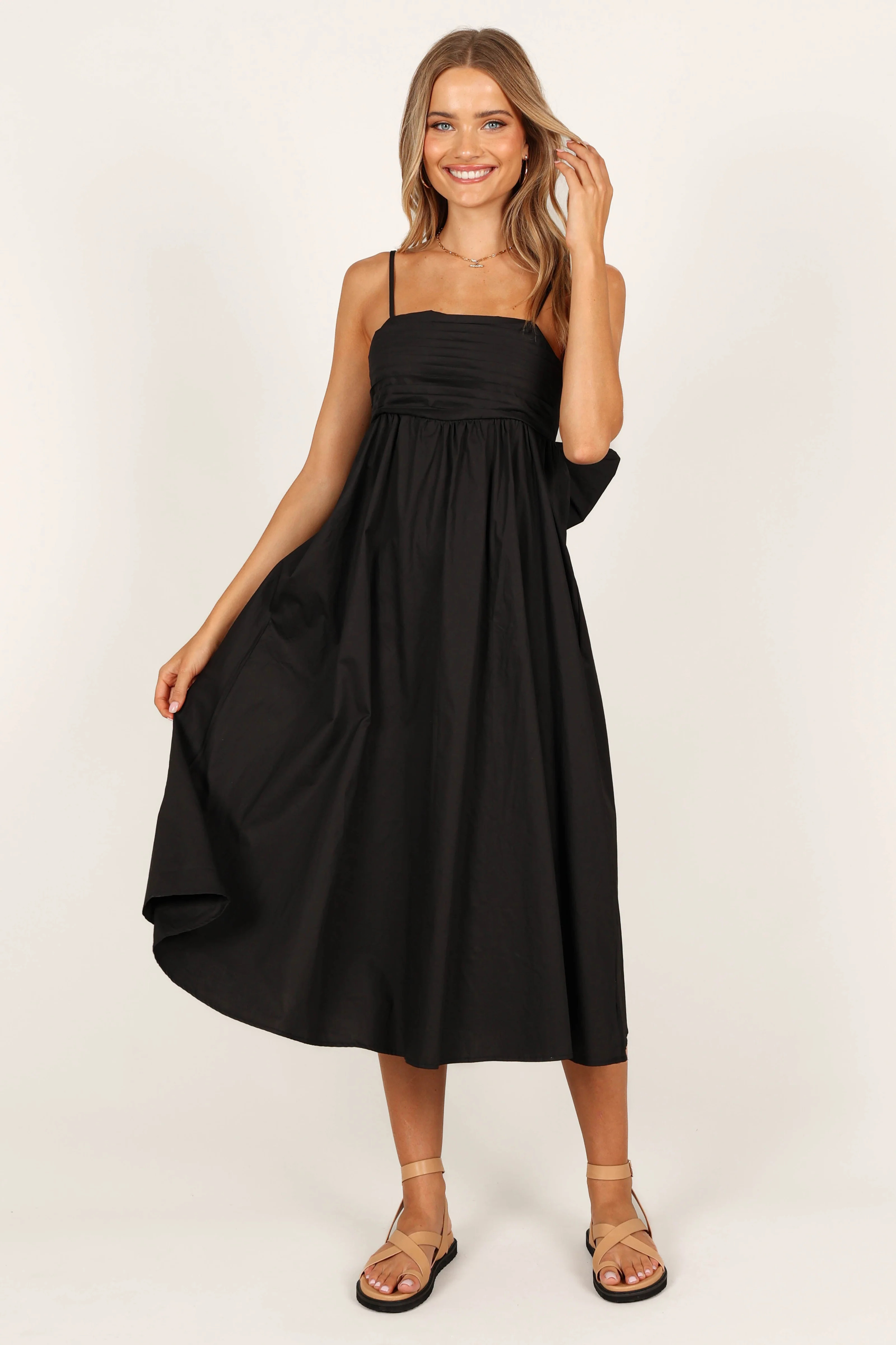 Alice Bow Back Midi Dress - Black | Petal & Pup (US)