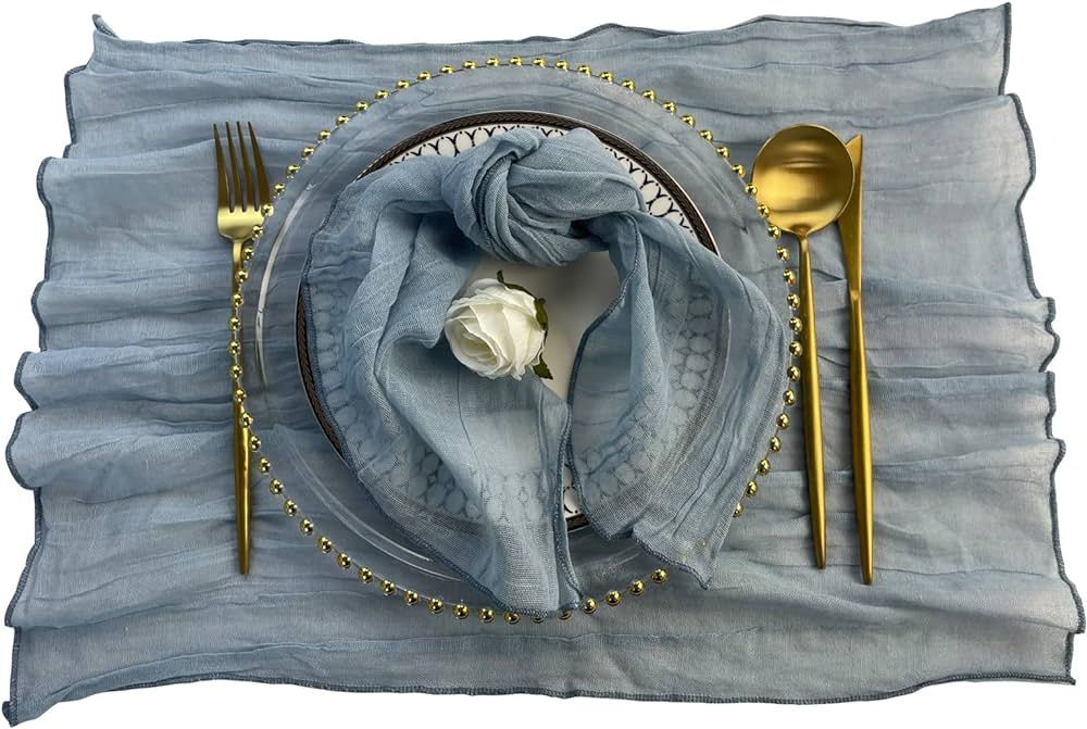 EHLDekol Cheesecloth Gauze Napkins with Wrinkled, Set of 10, Over Sized 19.5x19.5 Inches, Wedding... | Amazon (US)