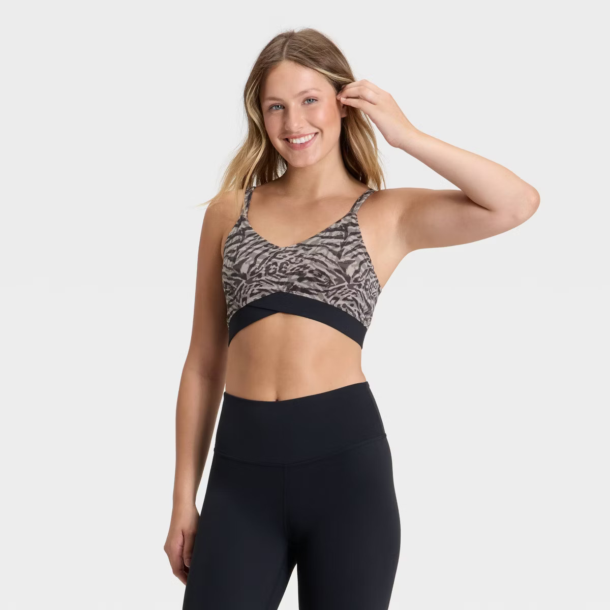 Women's Low Support Crossover Sports Bra - JoyLab™ Black/White XL | Target
