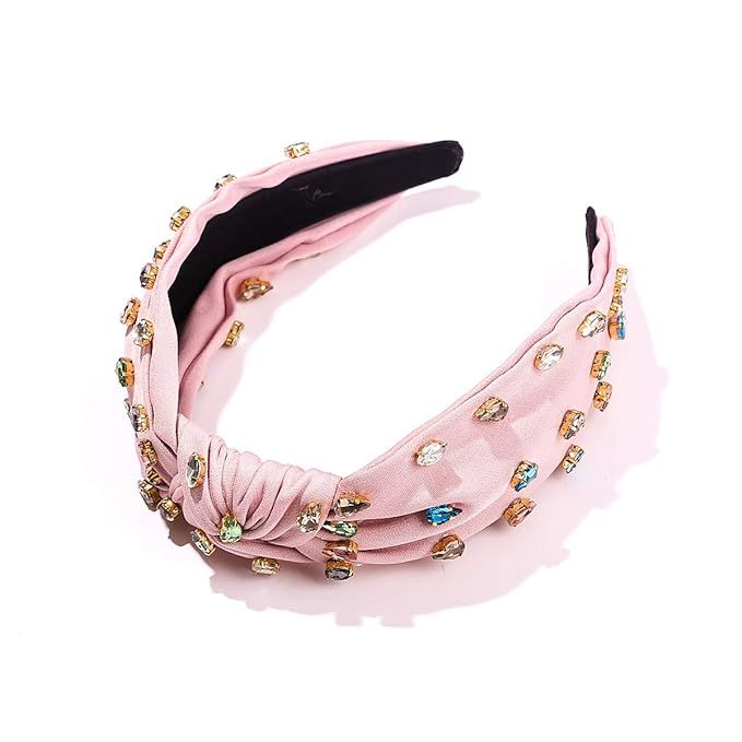 Rhinestone Crystal Knotted Women Headband Luxury Denim Jeweled Embellished Top Hairband Fashion E... | Amazon (US)