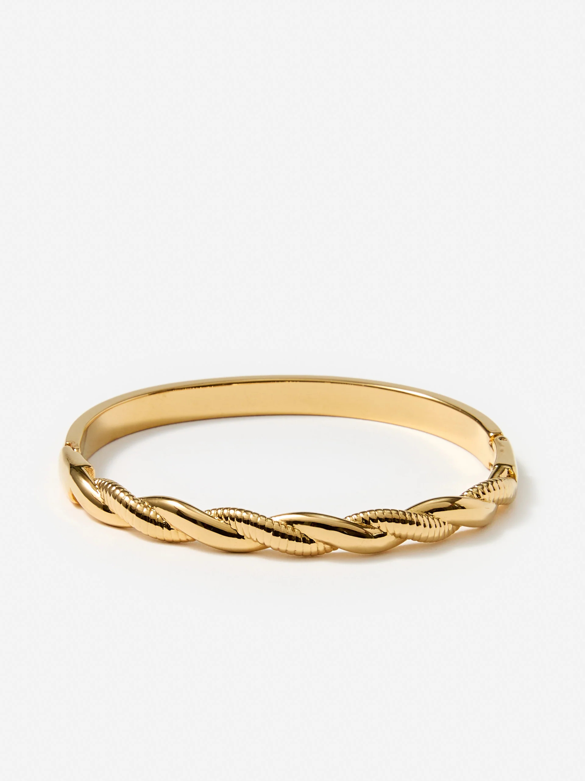 Gold Solid Twist Hinged Bangle | Women's Belts & Jewelry | J.McLaughlin | J.McLaughlin