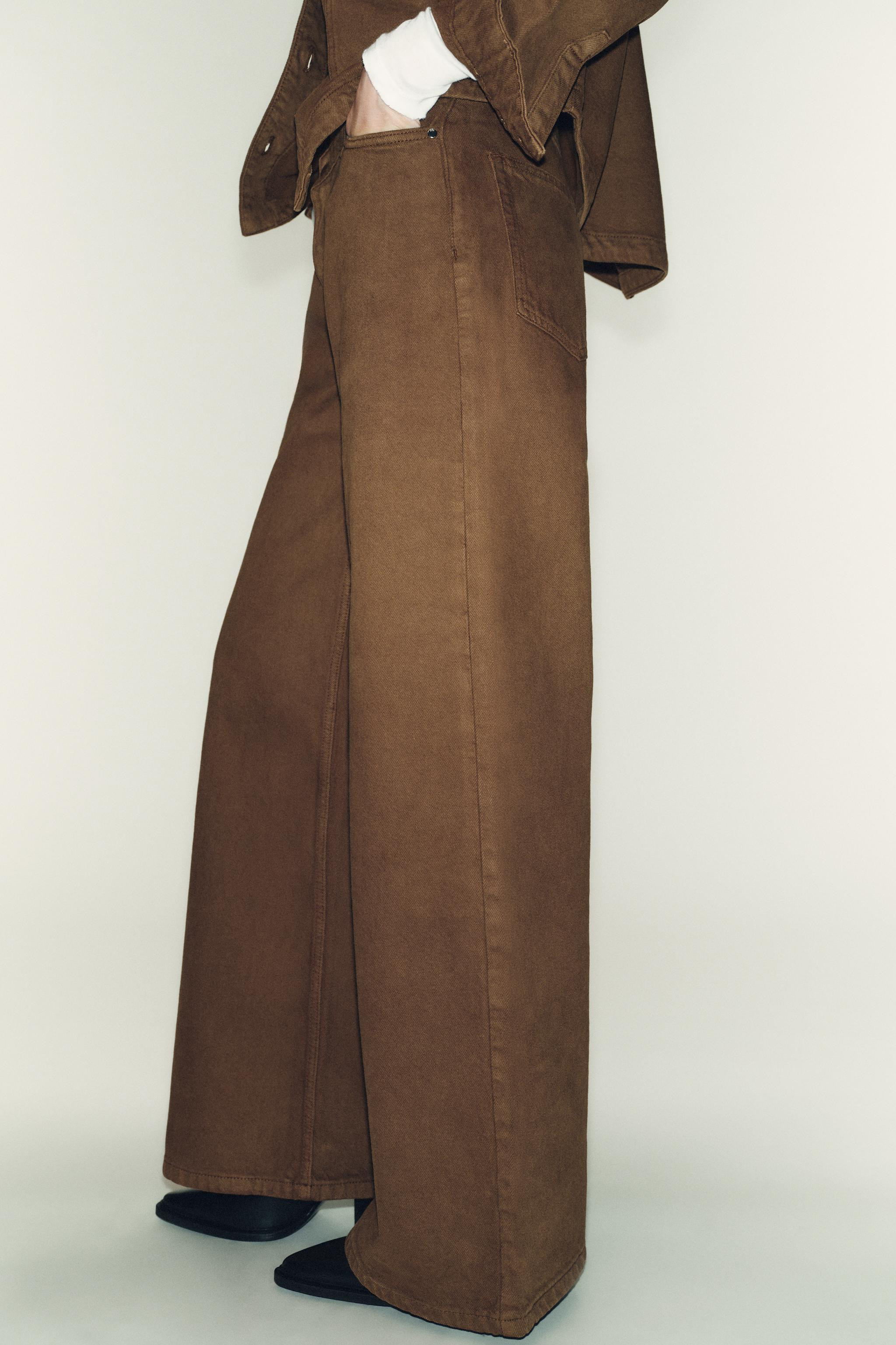 HIGH WAIST - WIDE LEG - CONTRAST FABRICHigh-waisted jeans with five pockets. Combined fabric deta... | Zara US