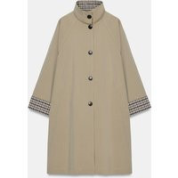 Zara - Oversized Plaid Cuff Trench Coat - Taupe Brown - S - Woman | Zara US