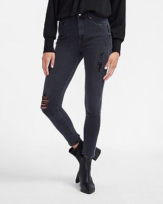 High Waisted 4-Way Hyper Stretch Black Ripped Skinny Jeans$66.00 marked down from $88.00$88.00 $6... | Express