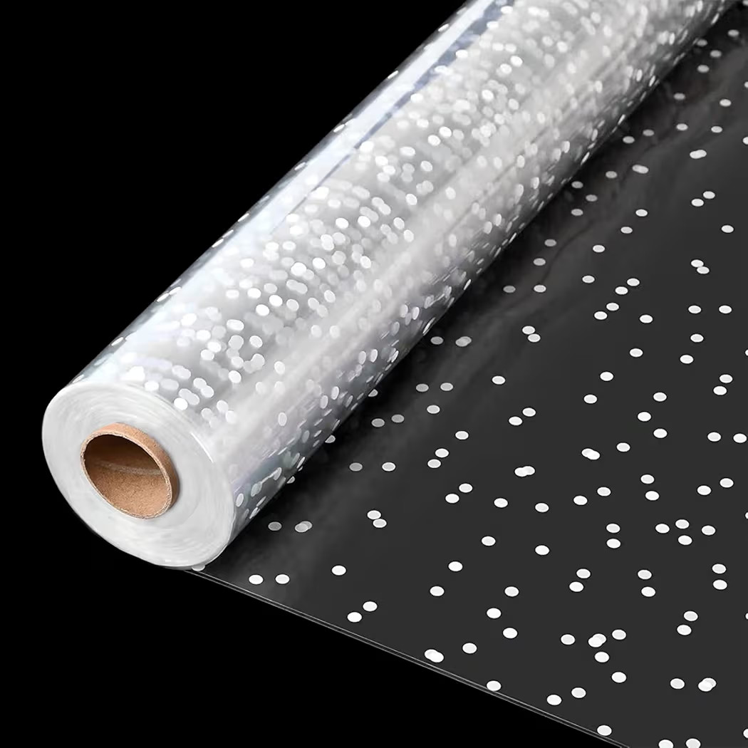 CMFYHM Clear Cellophane Wrap Roll(34" x 120’Ft) 3Mil Polka Dot Cellophane, Cellophane Gift Wrap... | Amazon (US)