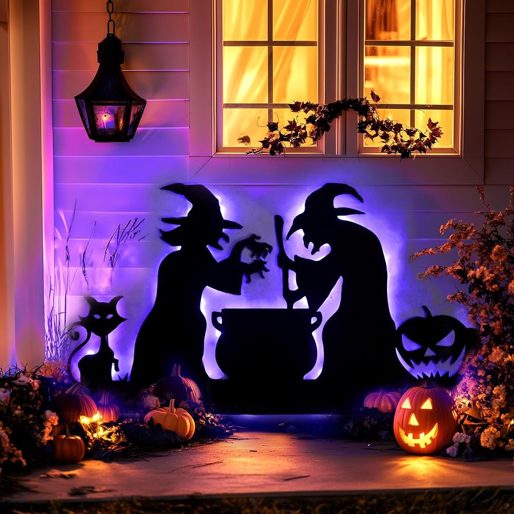 59" Halloween Party Decorations Scary Halloween Silhouette with Lights for Halloween Wall Garage ... | Amazon (US)