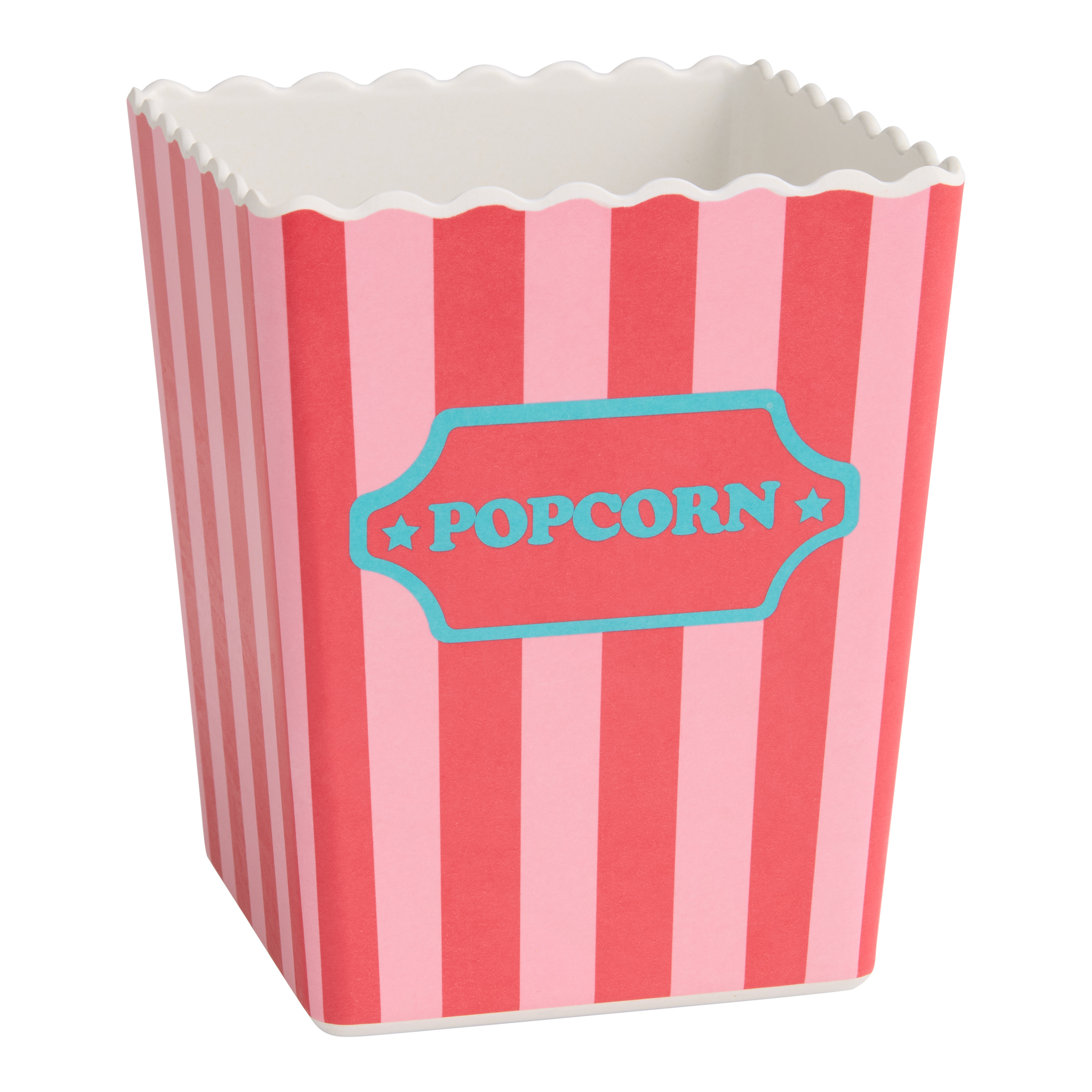 Red and Pink Stripe Bamboo Fiber Popcorn Container | World Market