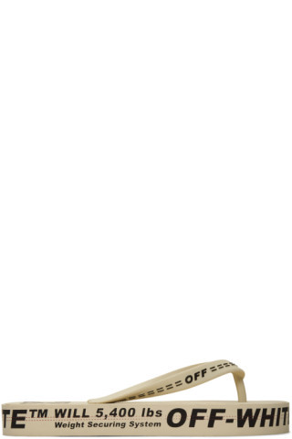 Beige Logo Flip Flops | SSENSE 