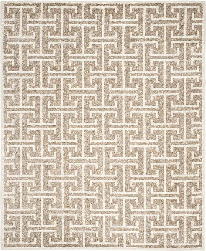 SAFAVIEH Amherst Collection 8' x 10' Wheat / Beige AMT404S Geometric Non-Shedding Living Room Bed... | Amazon (US)